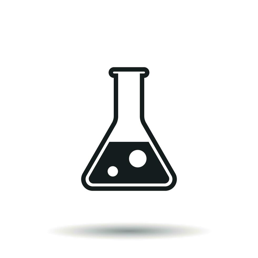 químico prueba tubo pictograma icono. químico laboratorio equipo aislado en blanco antecedentes. experimentar matraces para Ciencias experimento. de moda moderno vector símbolo. sencillo plano ilustración