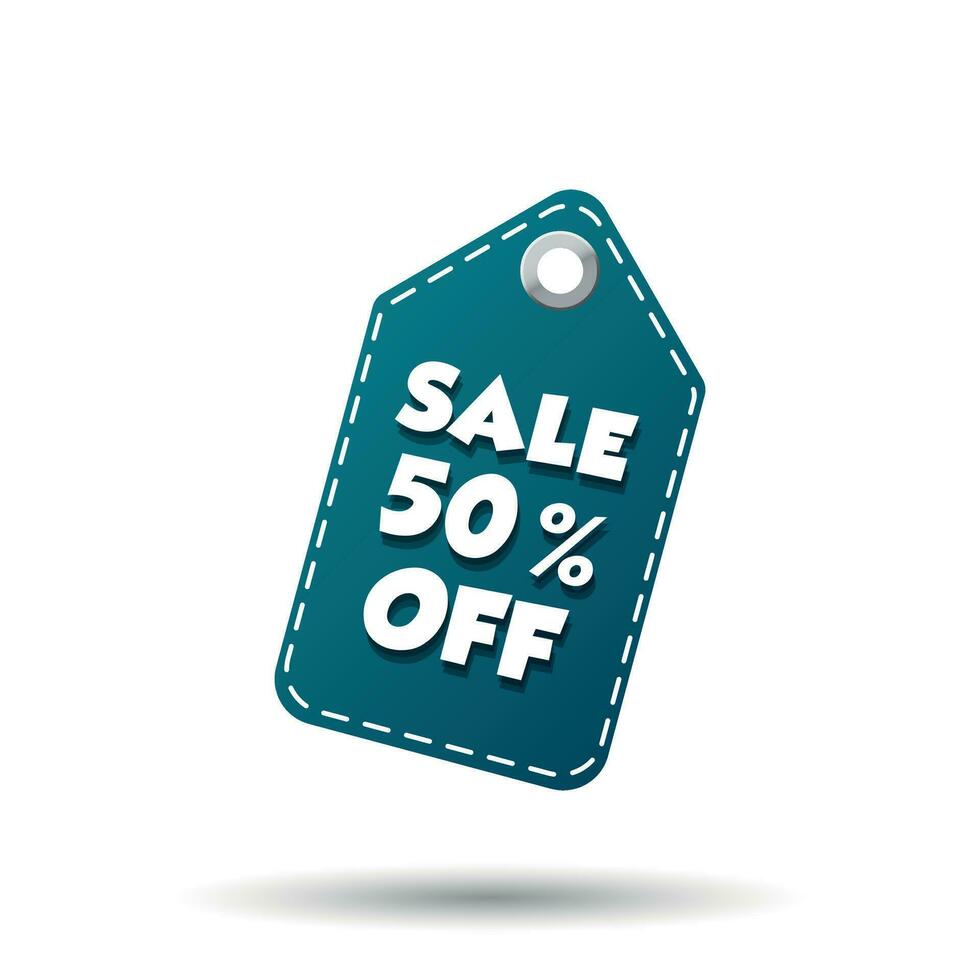 Sale 50 off tag. Label vector illustration on white background