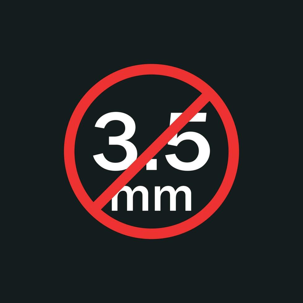 audio Jack 3,5 mm en prohibición signo. icono vector ilustración.