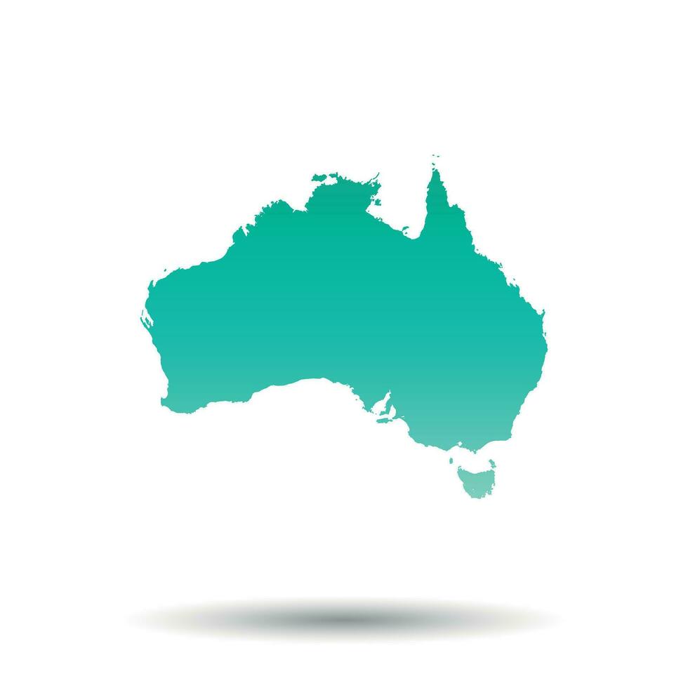 Australia map. Colorful turquoise vector illustration on white isolated background.