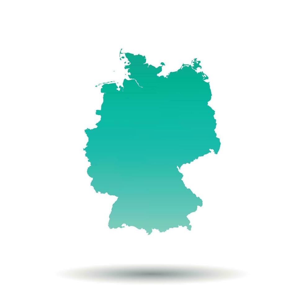 Germany map. Colorful turquoise vector illustration on white isolated background.