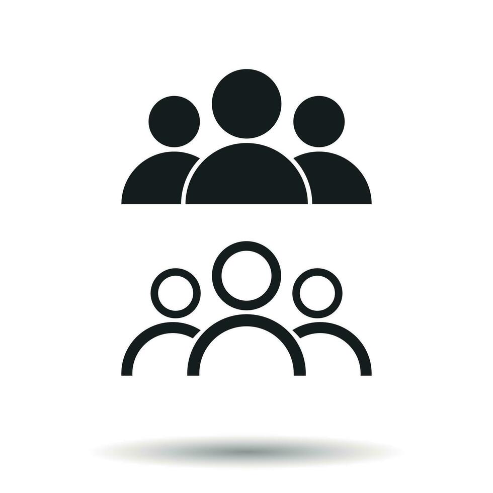 People icon. Flat vector illustration. People sign symbol with shadow on white background.