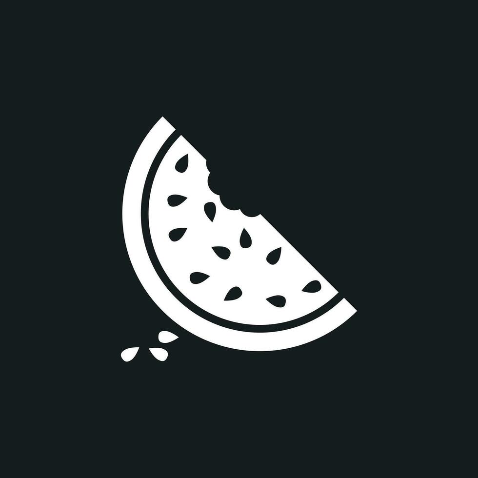 Watermelon icon. Juicy ripe fruit on black background vector