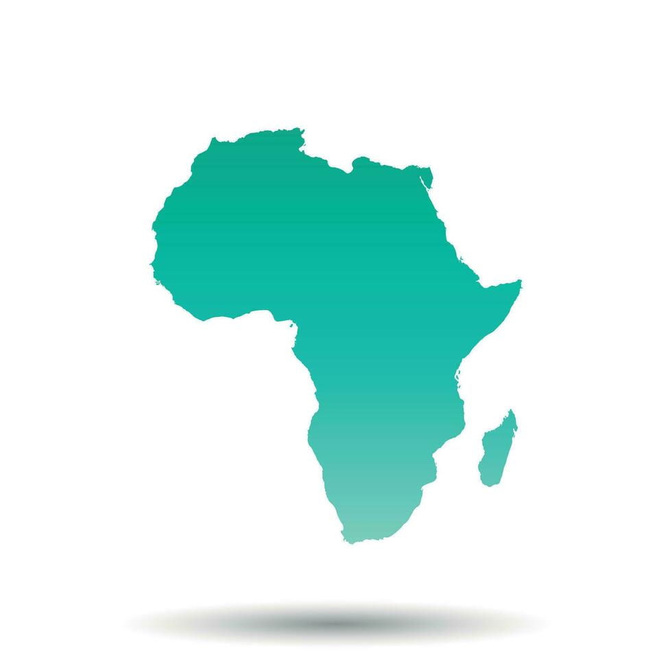 Africa map. Colorful turquoise vector illustration on white isolated background.