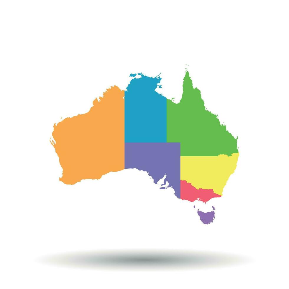 Australia map icon. Flat vector illustration. Australia sign symbol with shadow on white background.