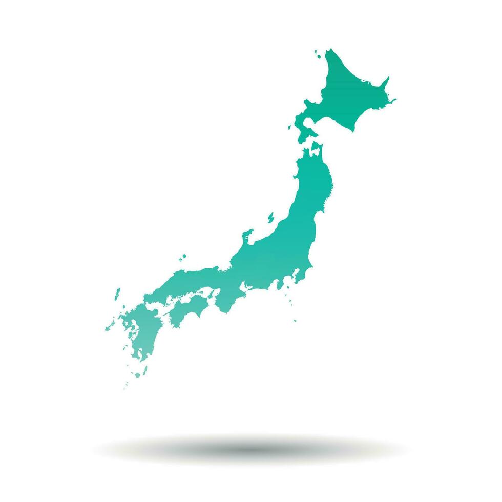 Japón mapa. vistoso turquesa vector ilustración en blanco aislado antecedentes.
