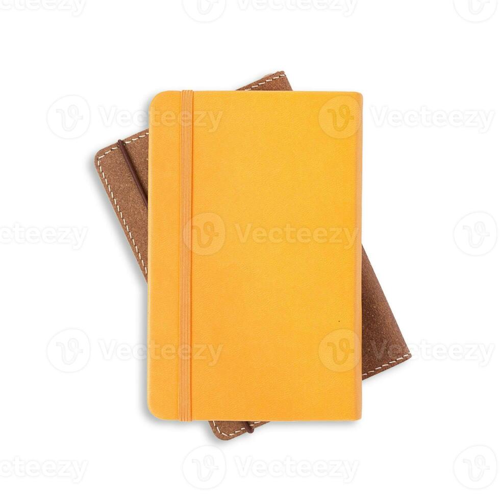 Various notebook with flat lay concept isolated on white background. photo