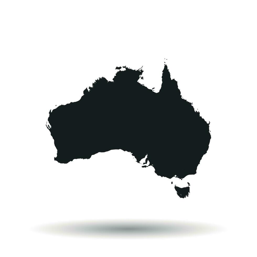 Australia map icon. Flat vector illustration. Australia sign symbol with shadow on white background.