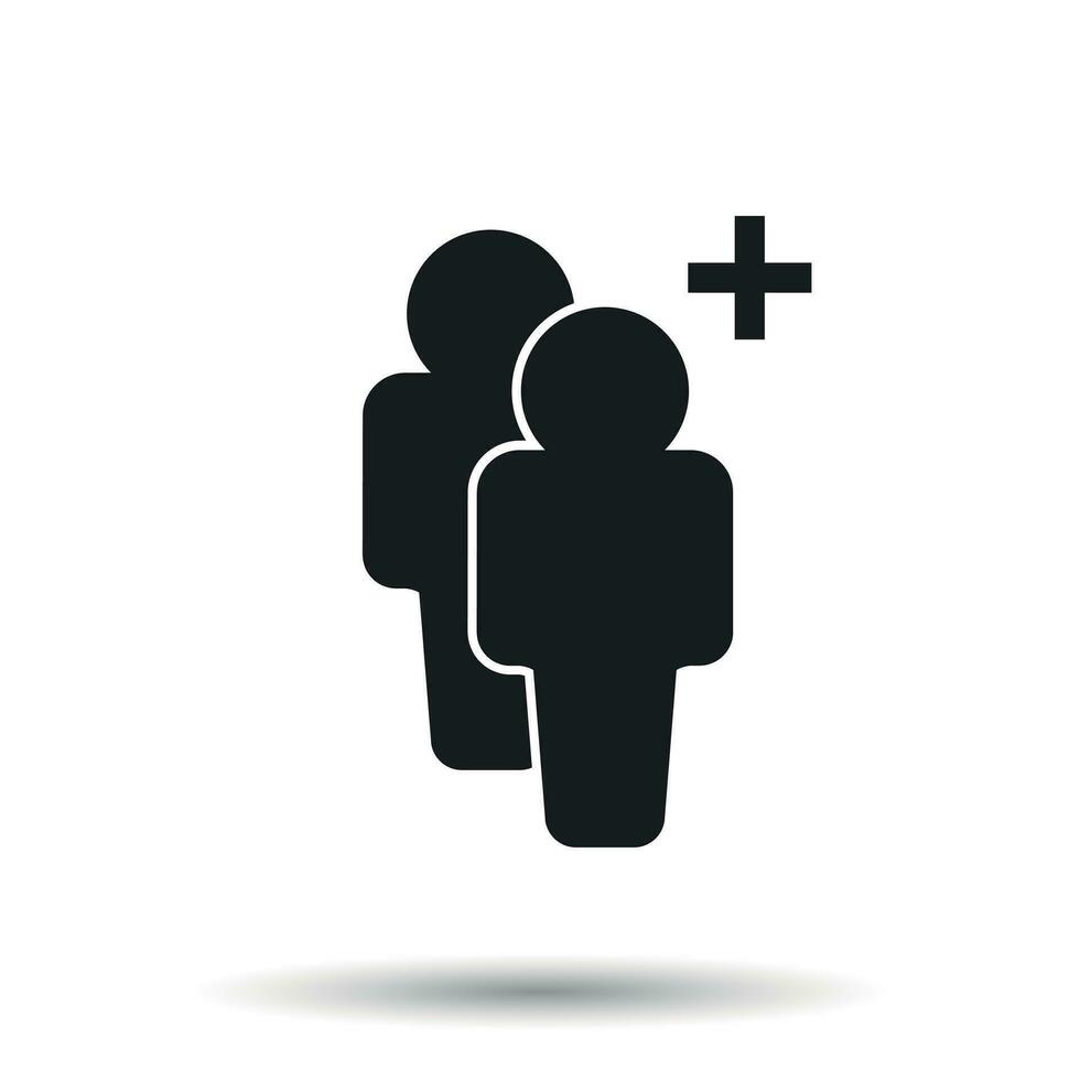 People icon. Flat vector illustration. People sign symbol with shadow on white background.