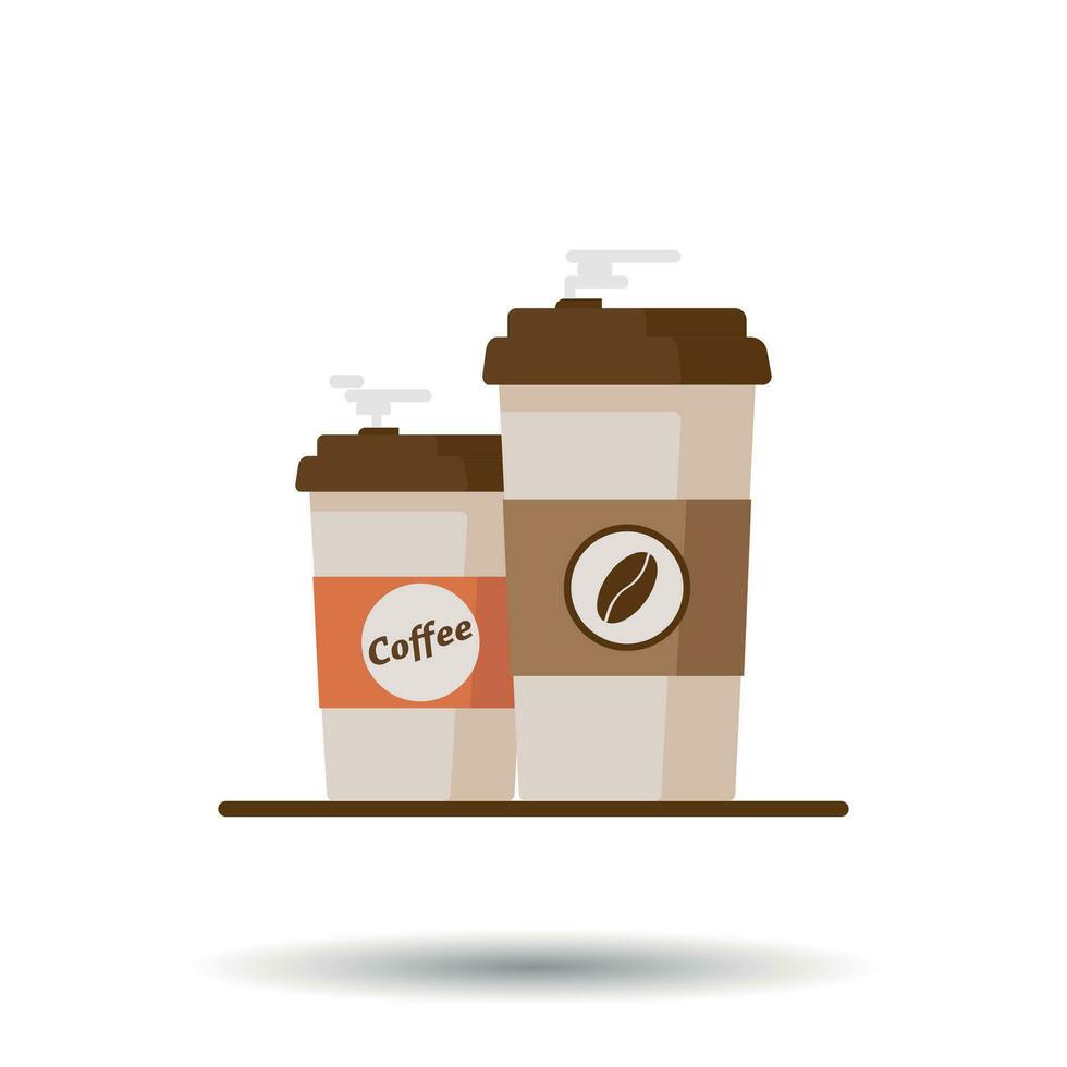 café taza con café frijoles en blanco antecedentes. plano vector ilustración