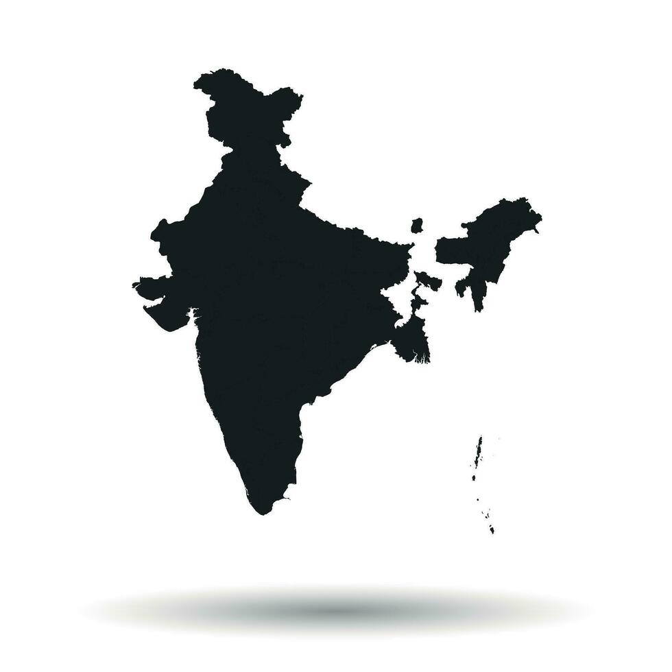 India map icon. Flat vector illustration. India sign symbol with shadow on white background.