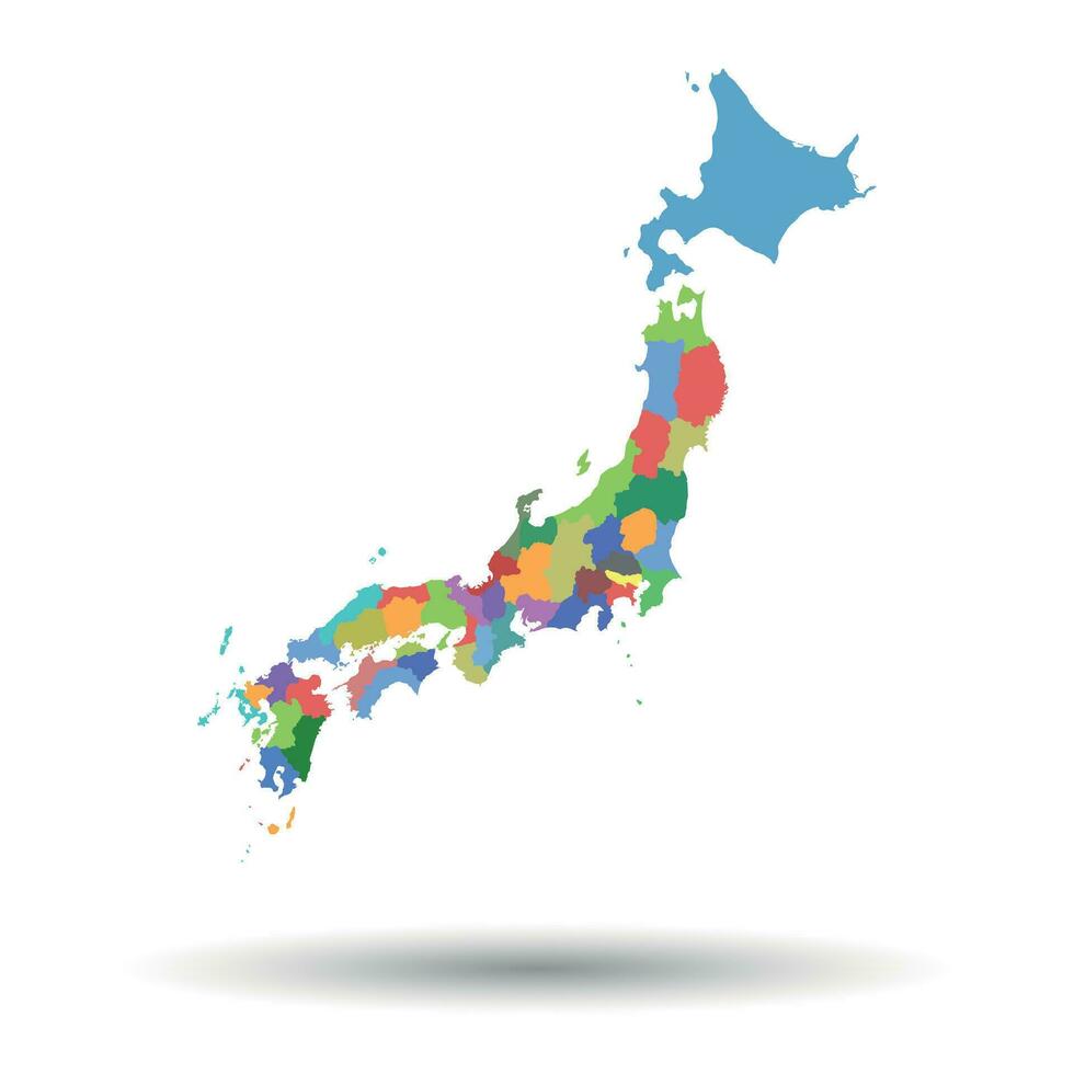 Japan map icon. Flat vector illustration. Japan sign symbol with shadow on white background.