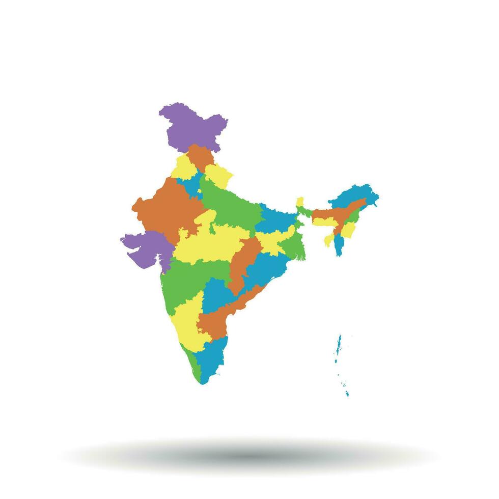India mapa icono. plano vector ilustración. India firmar símbolo con sombra en blanco antecedentes.