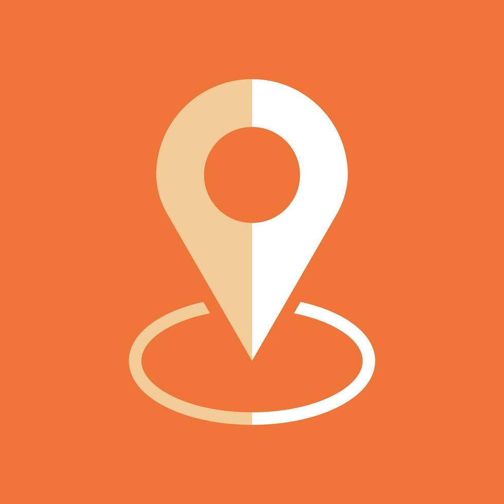 alfiler icono vector. ubicación firmar en plano estilo aislado en naranja antecedentes. navegación mapa, GPS concepto. vector