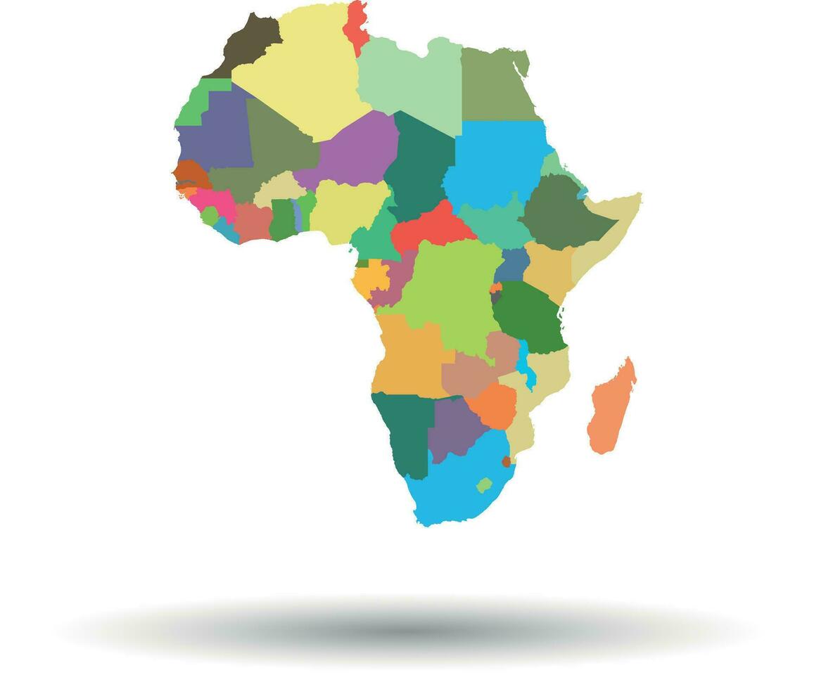 África mapa icono. plano vector ilustración. África firmar símbolo con sombra en blanco antecedentes.