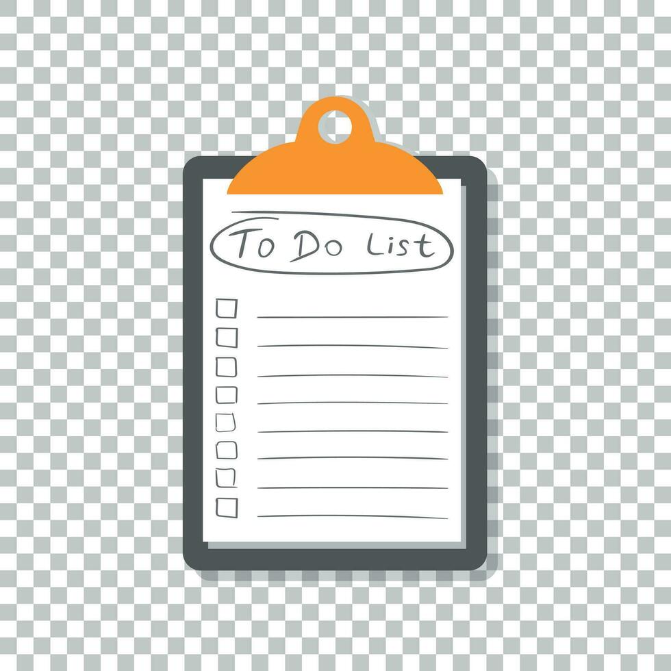 To do list icon with hand drawn text. Checklist, task list vector illustration in flat style on white background.