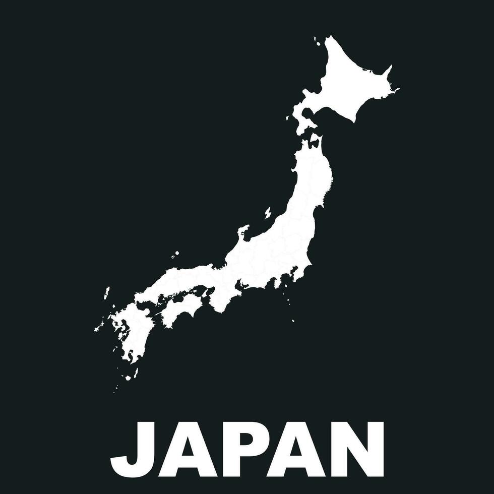 Japan map icon. Flat vector illustration. Japan sign symbol on black background.