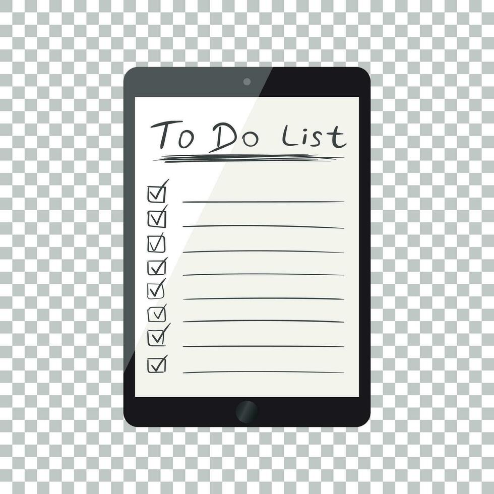 Businessman to do list, checklist with tablet computer. Check list icon flat vector illustration.