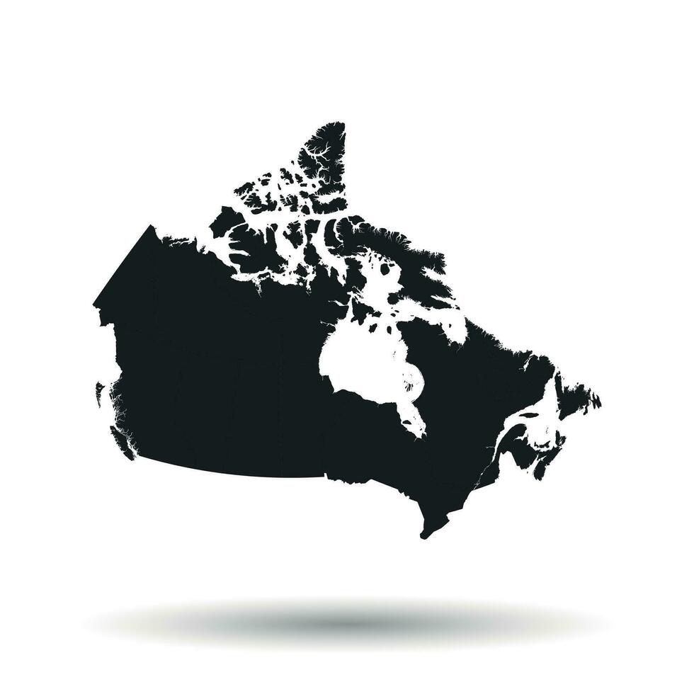 Canada map icon. Flat vector illustration. Canada sign symbol with shadow on white background.