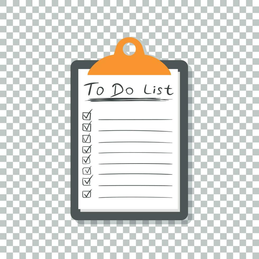 To do list icon with hand drawn text. Checklist, task list vector illustration in flat style on white background.