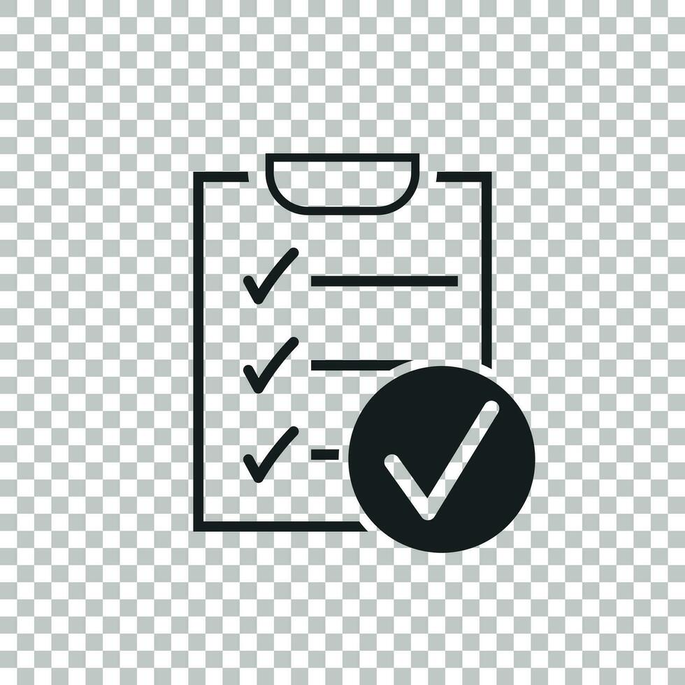 Checklist vector icon. Survey vector illustration in flat design on isolated background.
