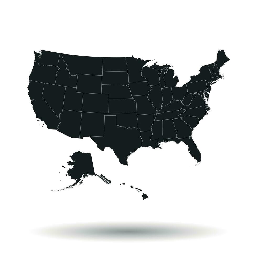 America mapa icono. plano vector ilustración. Estados Unidos firmar símbolo con sombra en blanco antecedentes.