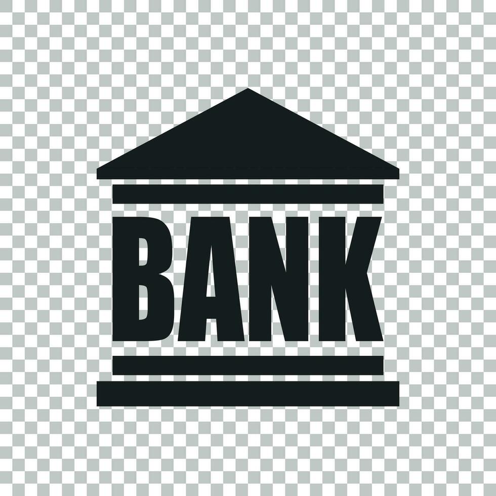 Bank building icon in flat style. Vector illustration on isolated background.