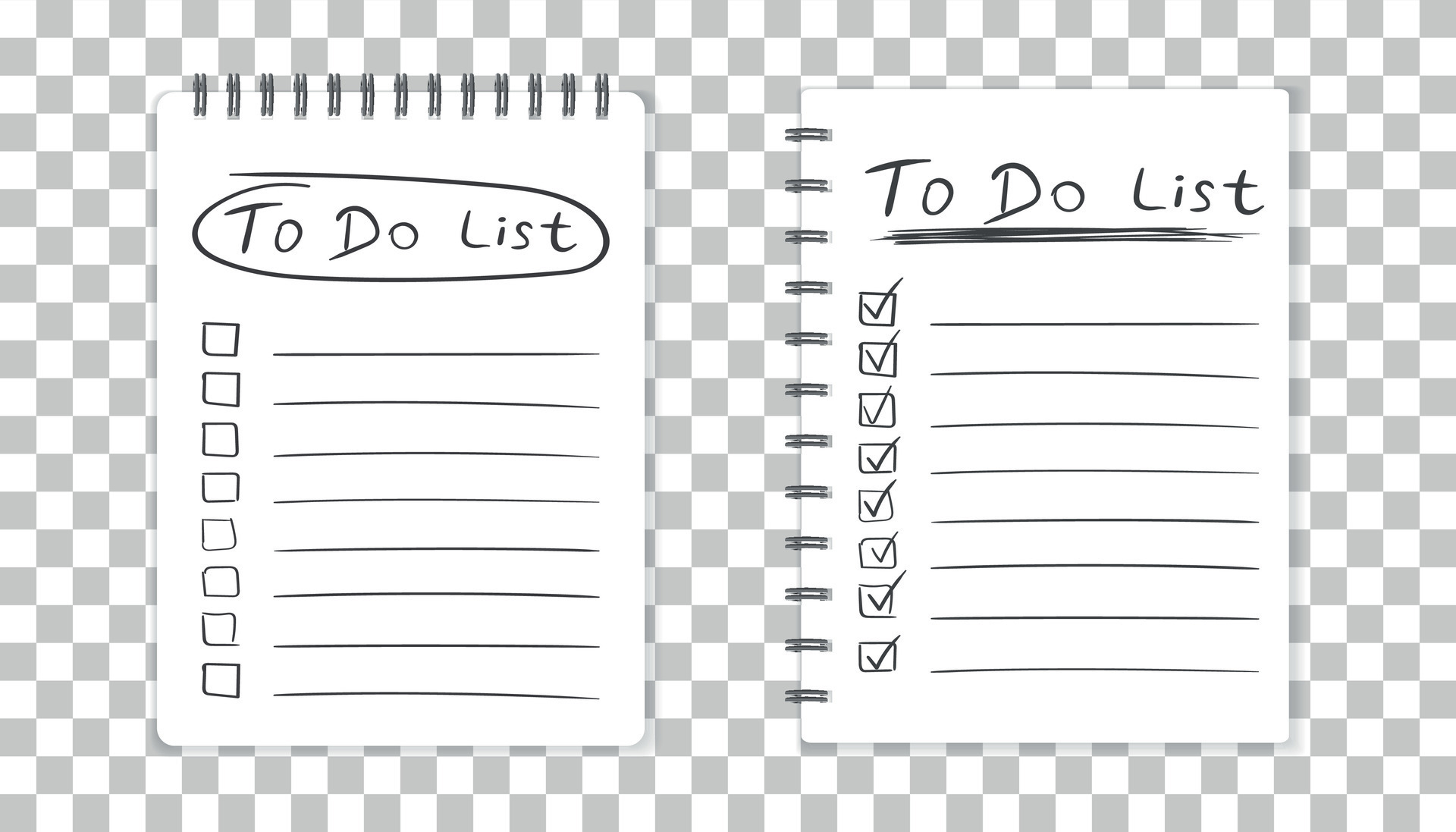 Realistic notepad with spiral. To do list icon with hand drawn text. School business diary