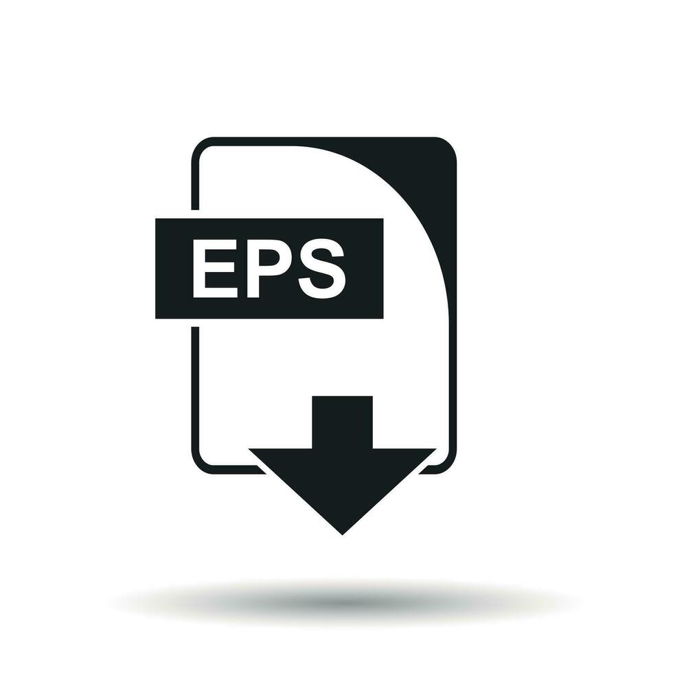EPS icon. Flat vector illustration. EPS download sign symbol with shadow on white background.