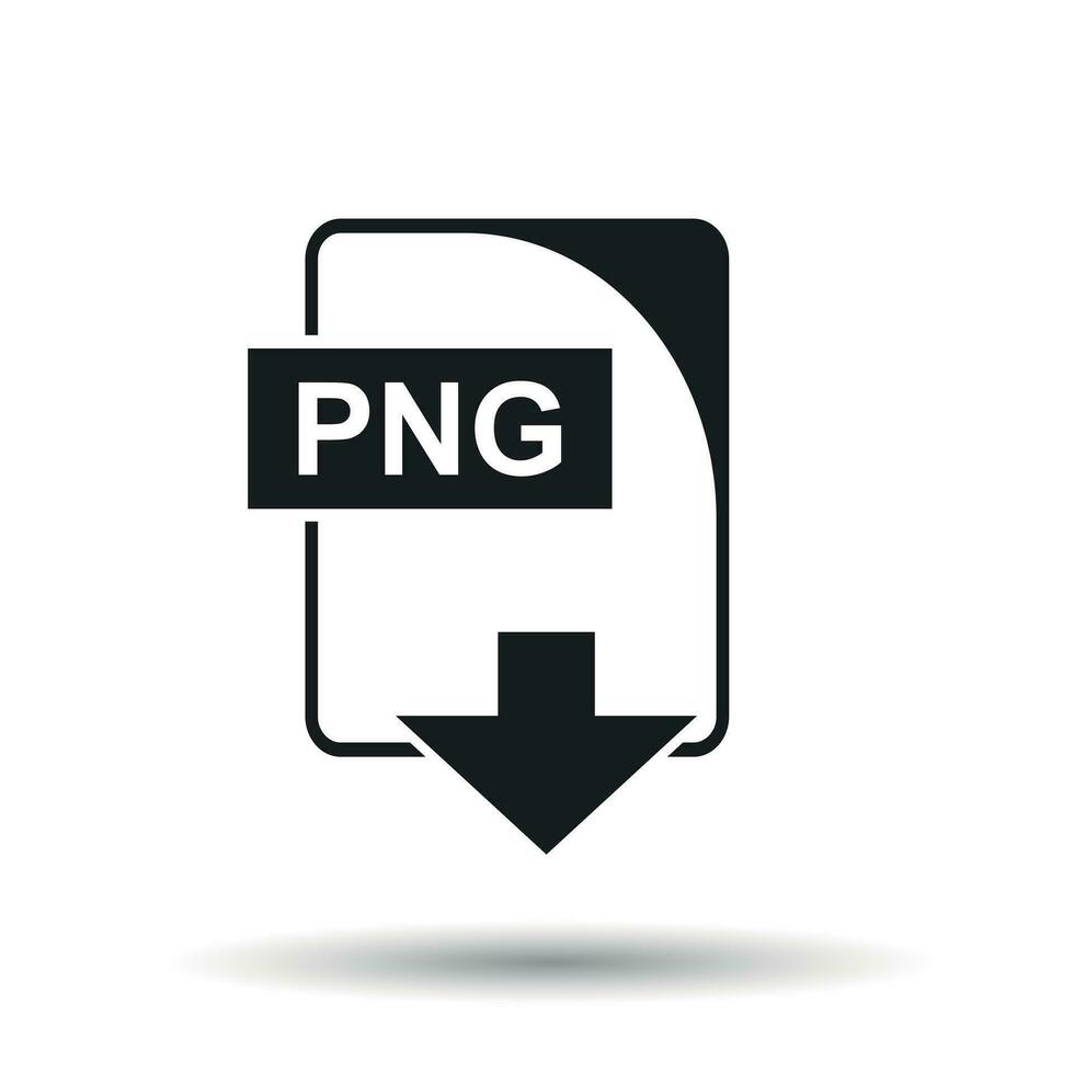 PNG icon. Flat vector illustration. PNG download sign symbol with shadow on white background.
