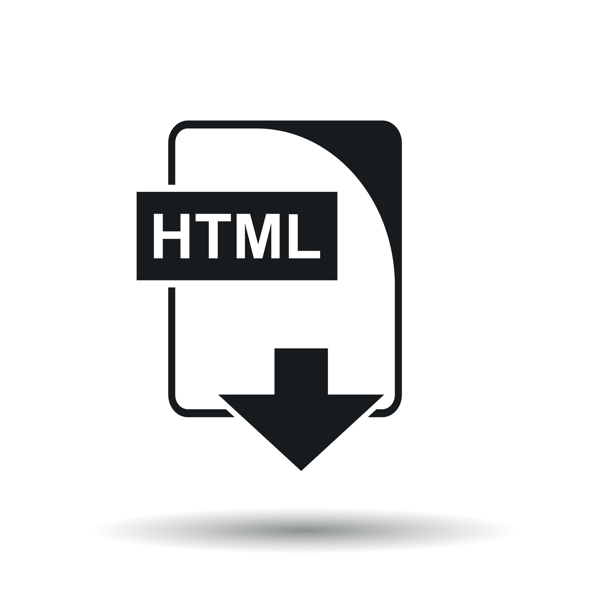 HTML icon. Flat vector illustration. HTML download sign symbol with ...