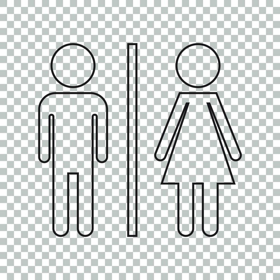 WC, baño línea vector icono . hombres y mujer firmar para Area de aseo en aislado antecedentes.