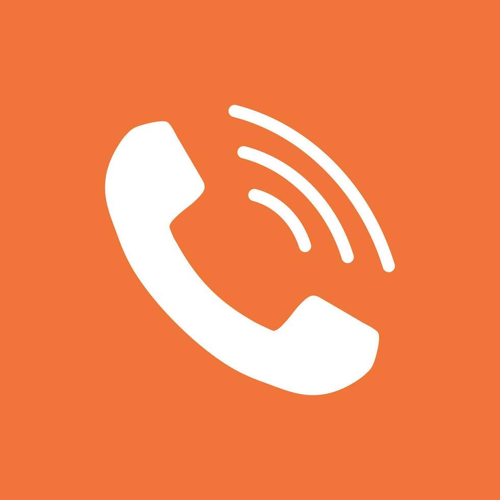 Phone icon vector, contact, support service sign on orange background. Telephone, communication icon in flat style. vector