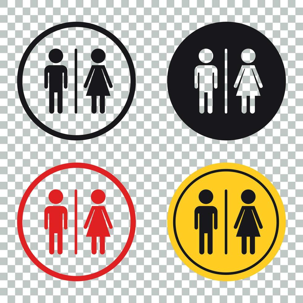 WC, baño plano vector icono . hombres y mujer firmar para Area de aseo en aislado antecedentes.