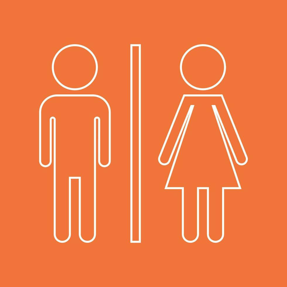 WC, baño neón vector icono . hombres y mujer firmar para Area de aseo en naranja antecedentes.