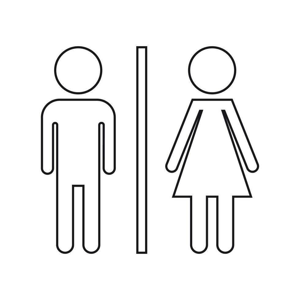 WC, baño línea vector icono . hombres y mujer firmar para Area de aseo en blanco antecedentes.