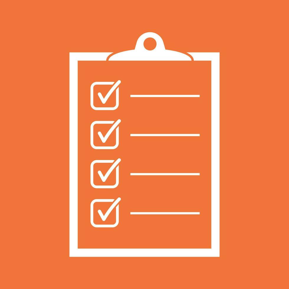 To do list icon. Checklist, task list vector illustration in flat style. Reminder concept icon on orange background.