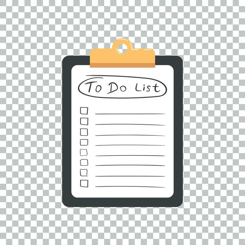 To do list icon with hand drawn text. Checklist, task list vector illustration in flat style on white background.
