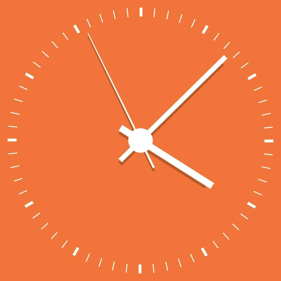 Clock icon vector illustration. Office clock on orange background.
