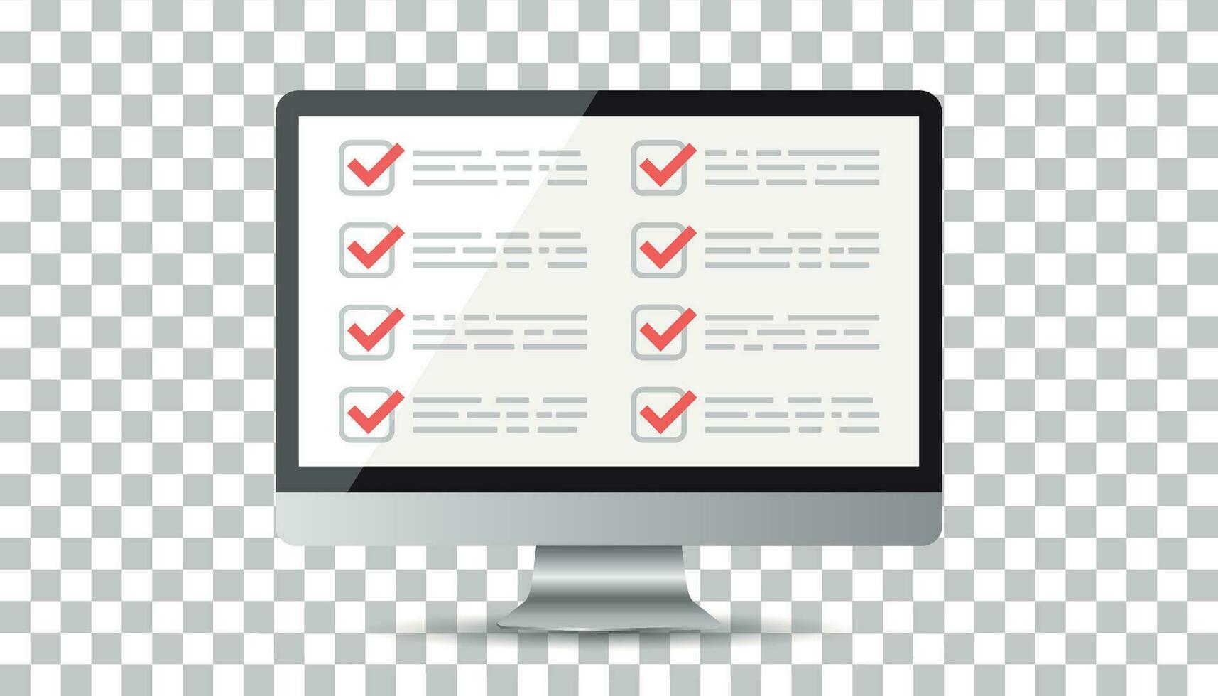 Businessman checklist with computer. Check list icon flat vector illustration.
