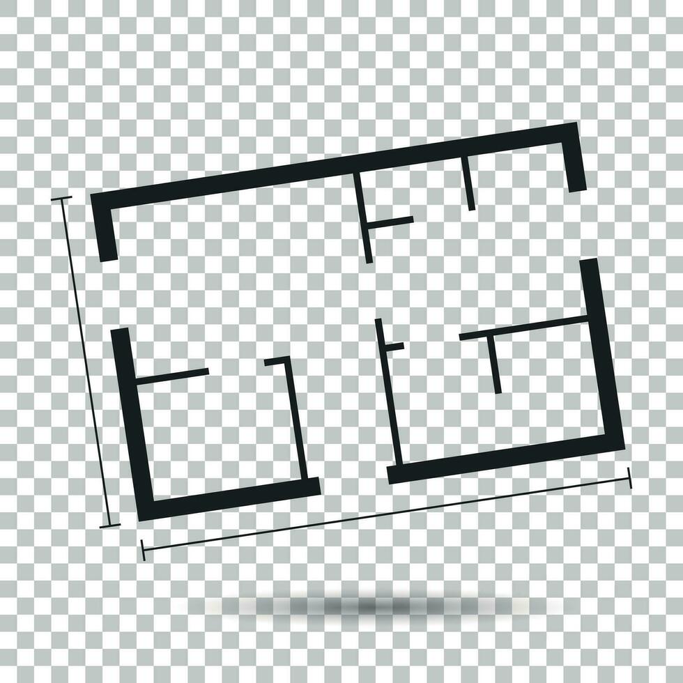 House plan simple flat icon. Vector illustration on isolated background.
