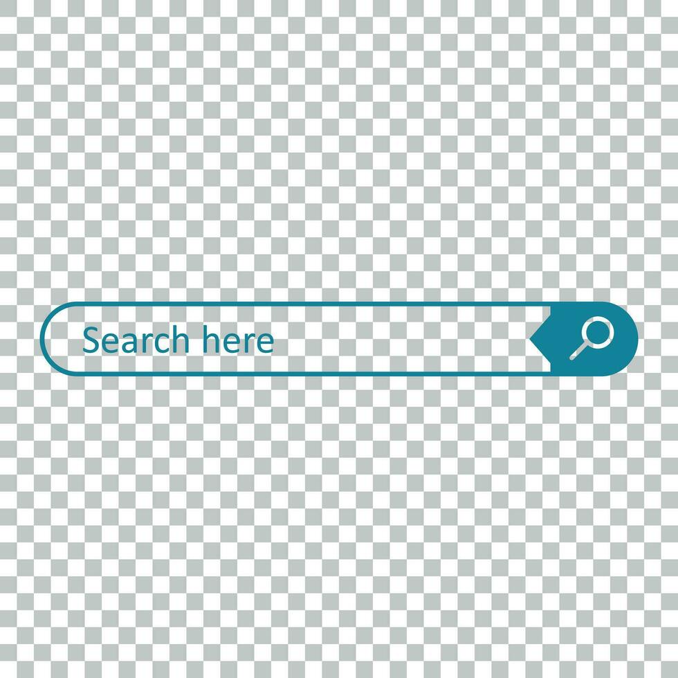Search bar field. Vector interface element with search button. Flat vector illustration on isolated background.