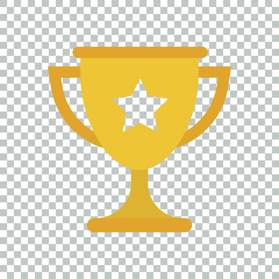 Trophy cup flat vector icon. Simple winner symbol. Gold illustration on isolated background.