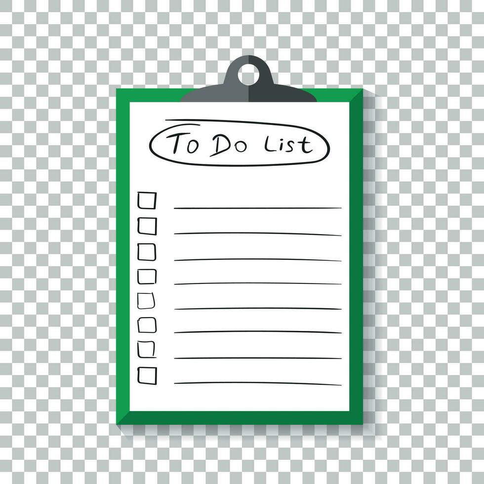 To do list icon with hand drawn text. Checklist, task list vector illustration in flat style on isolated background.