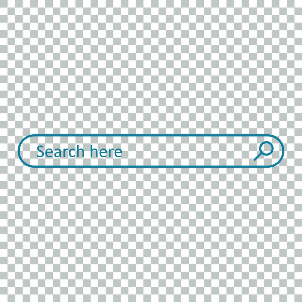 Search bar field. Vector interface element with search button. Flat vector illustration on isolated background.