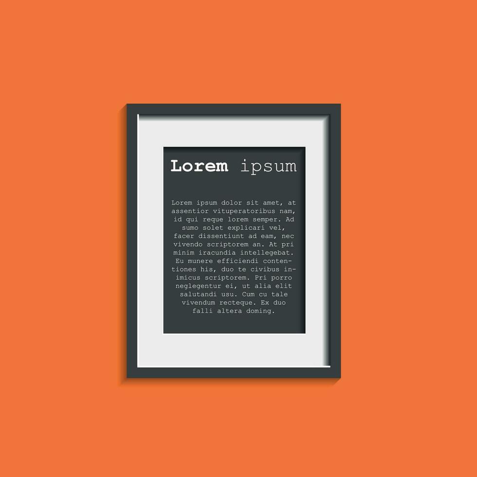 Realistic photo frame isolated on orange background. Pictures frame vector illustration.