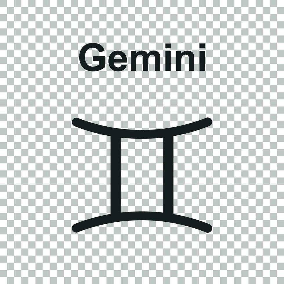 Gemini zodiac sign. Flat astrology vector illustration on white background.