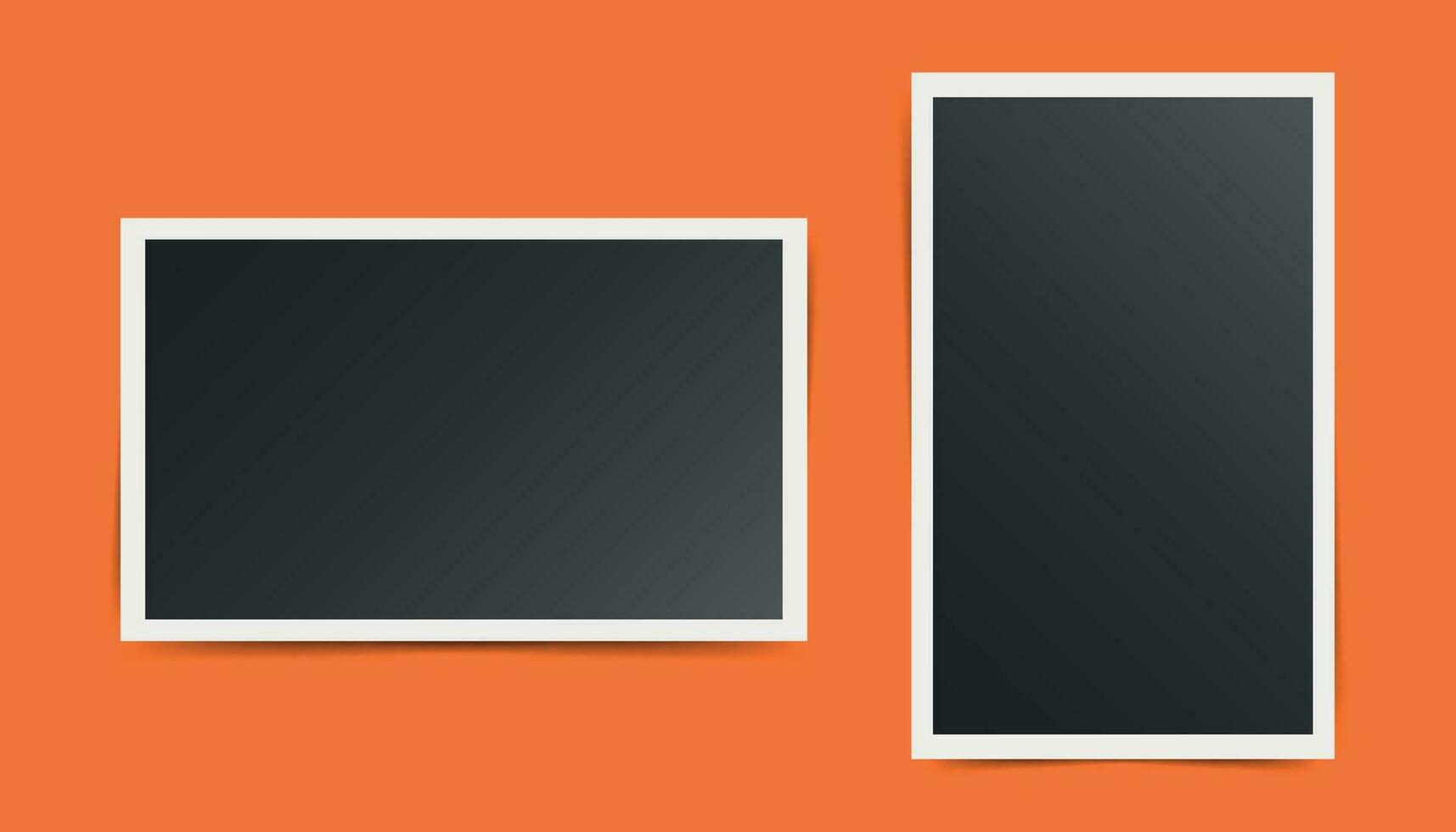 Photo frame on orange background. For your photography and picture. Vector illustration