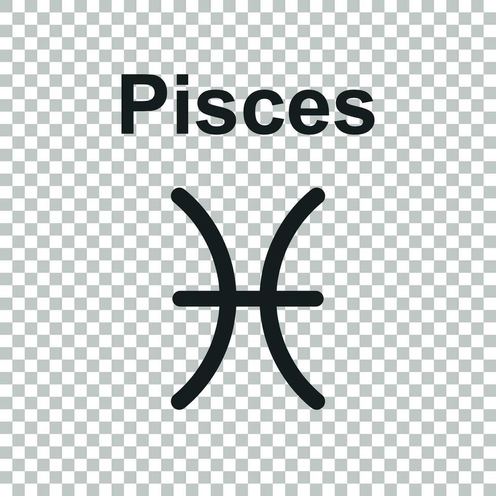 Pisces zodiac sign. Flat astrology vector illustration on isolated background.
