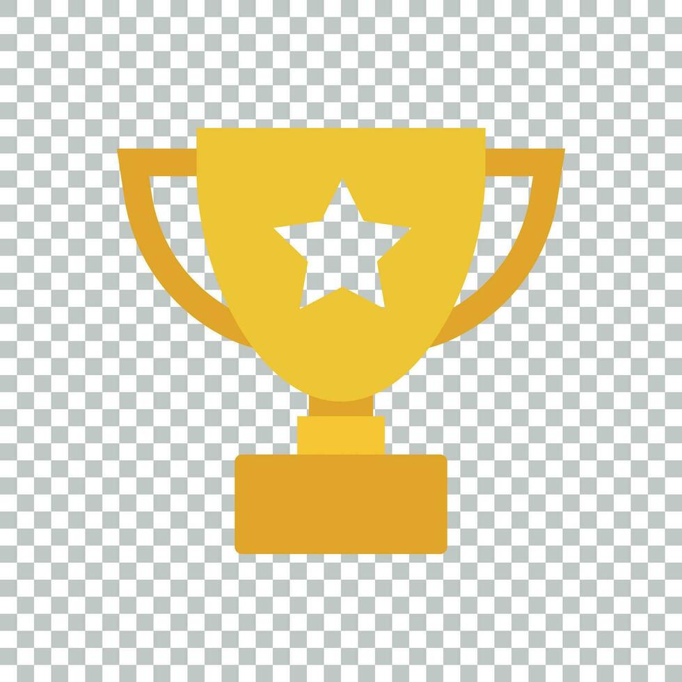 Trophy cup flat vector icon. Simple winner symbol. Gold illustration on isolated background.